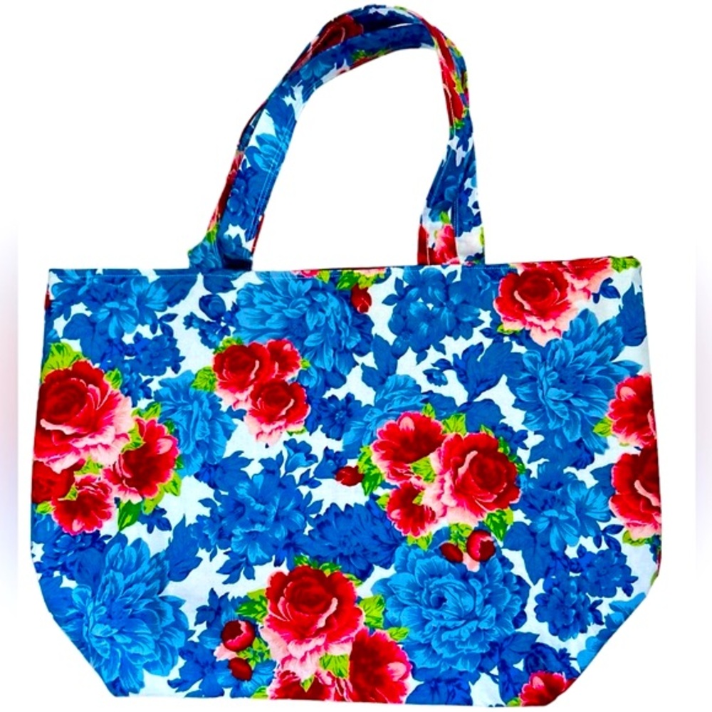 Handmade Colorful Floral Fabric Cotton Tote Bag All Purpose Carry Shoulder Purse - Picture 7 of 14